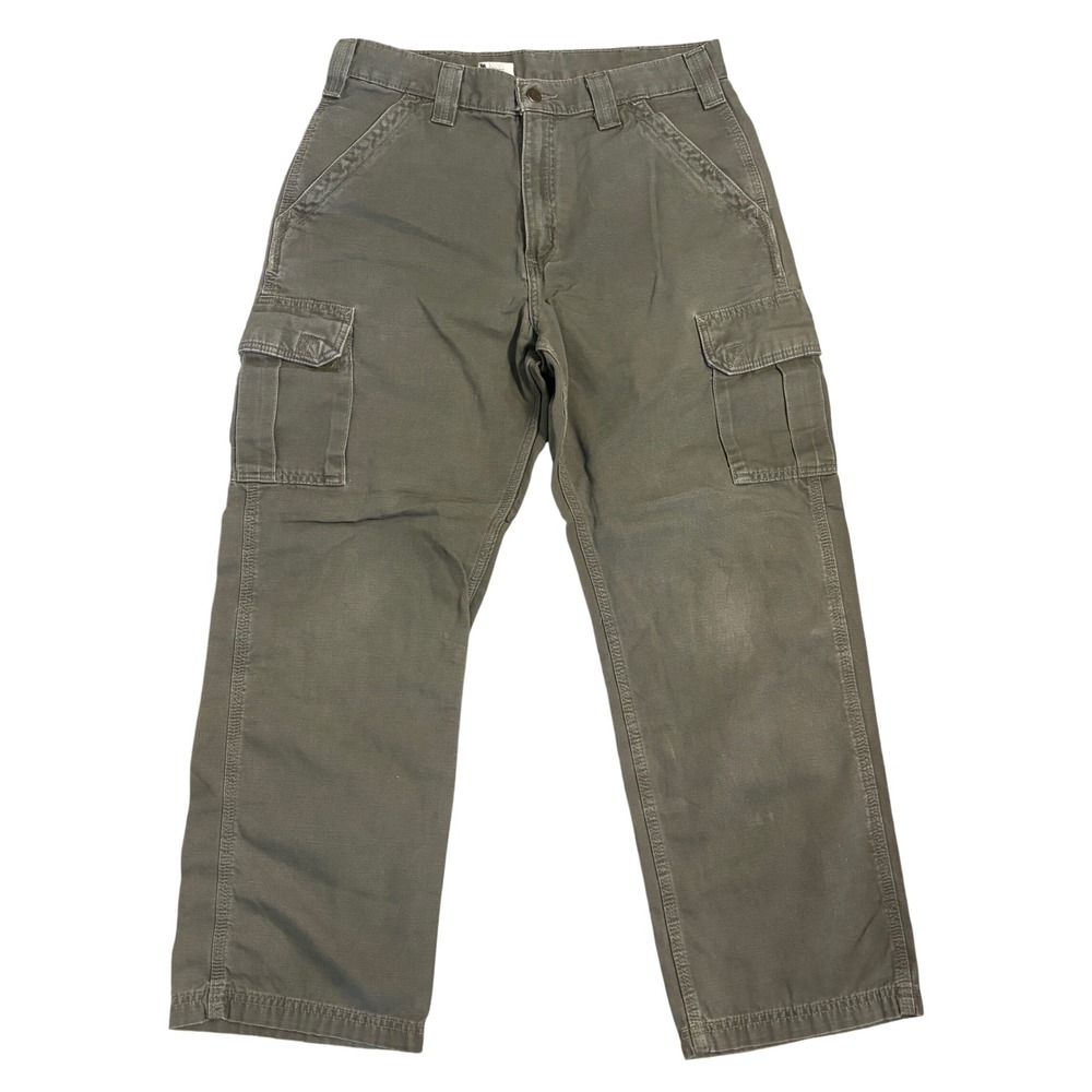 Carhartt Cargo Pants 33 x 30 Green B132 DMS Dungaree Fit Canvas Utility
